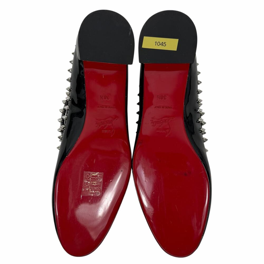 Christian Louboutin Pilouta Jane Spiked Patent Flats Black Size 36.5 - Picture 9 of 11